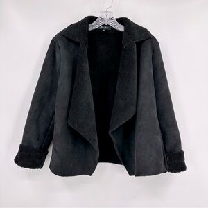 Honey Punch Jacket Faux Suede, Sherpa Black Size L Fits like XS